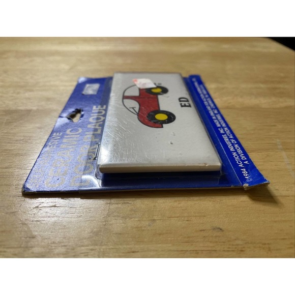 Vintage Retro ED Red Car New Dead Stock Ceramic Door Name Plaque Wall Sign 1984 - Picture 5 of 12